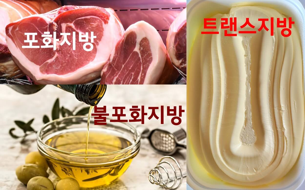 포화지방, 불포화지방, 등 지방의 종류